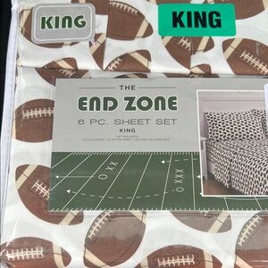 Rare Cool King Size Football Sheet Set - Brown Football Design